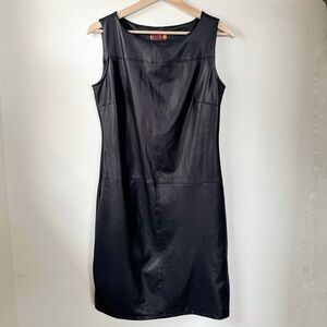 ISLE by Melis Kozan Faux Leather Shift Dress Black Stretch Pull-On XS